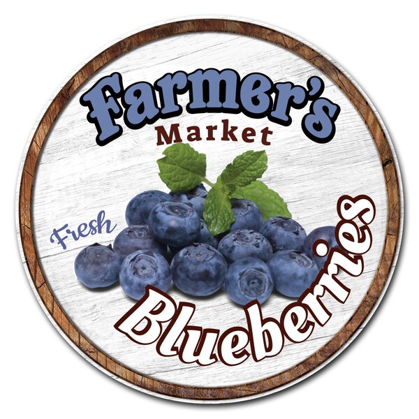 Signmission Farmers Market Blueberries Circle Corrugated Plastic Sign, C-8-CIR-Blueberries C-8-CIR-Blueberries - main